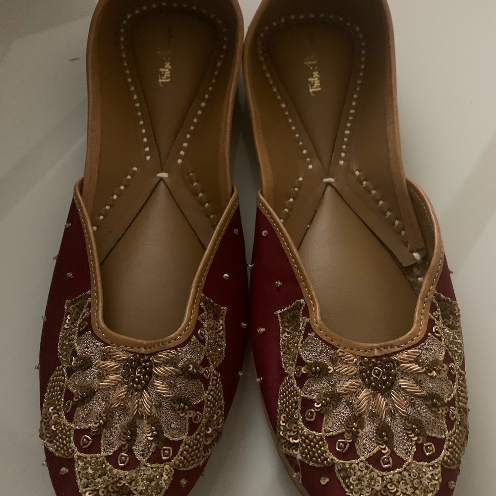 Traditional Red Embroidered Women's Shoes